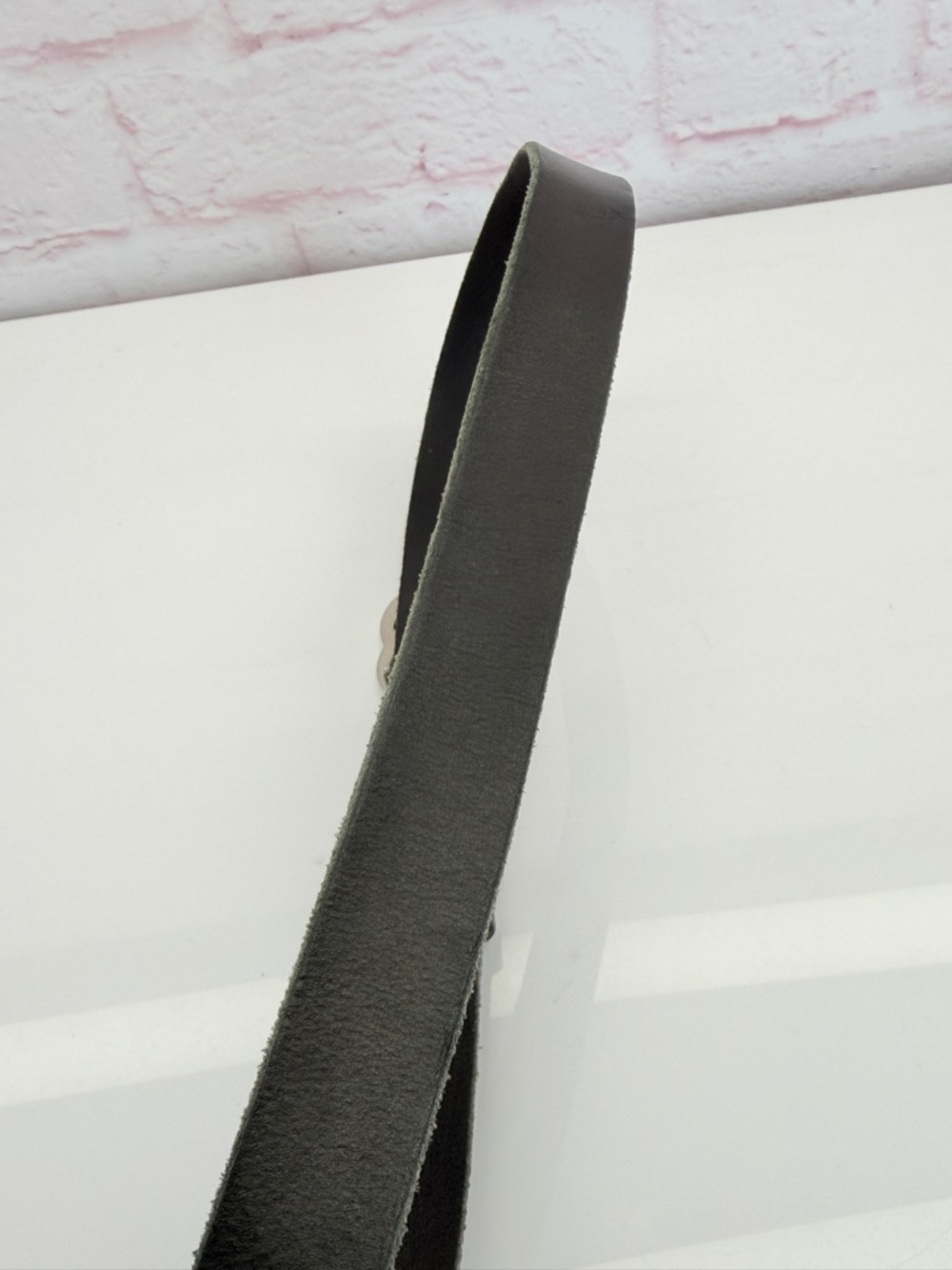 Authentic Gucci Black Raw Edge Leather Marmont Belt Silver Buckle 414516 85/34 - Picture 6 of 12